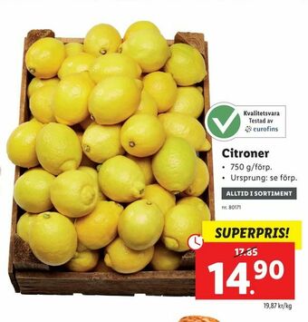 Lidl Citroner erbjuda
