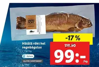 Lidl Hätälä rökt hel regnbågslax erbjuda