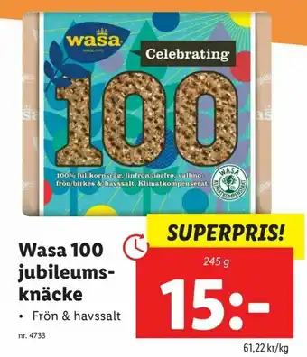 Lidl Wasa 100 jubileums knäcke erbjuda