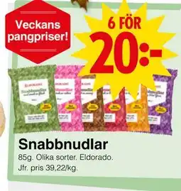 Matöppet Snabbnudlar erbjuda