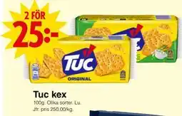 Matöppet Tuc kex erbjuda