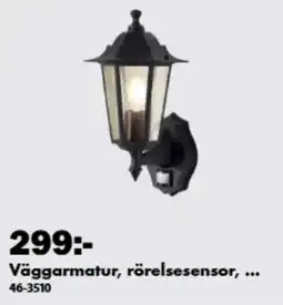 Biltema Väggarmatur, rörelsesensor erbjuda