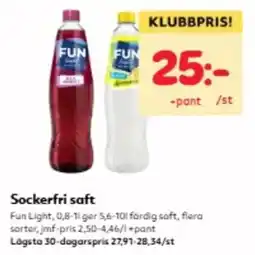 Hemköp Fun sockerfri saft erbjuda