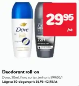 Hemköp Dove deodorant roll-on erbjuda