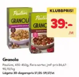 Hemköp Paulüns granola erbjuda