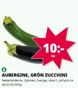 Tempo Aubergine, grön zucchini erbjuda