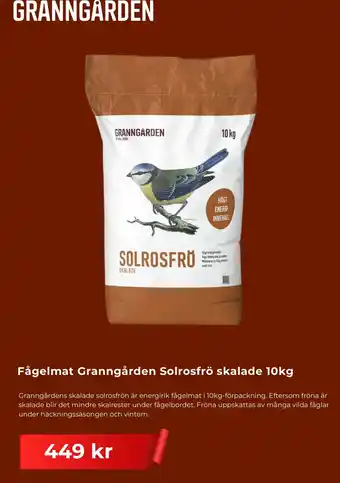 Granngården fågelmat solrosfrö skalade
