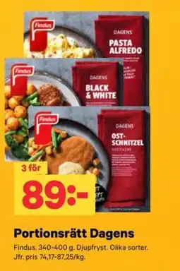 City Gross Findus Portionsrätt Dagens erbjuda