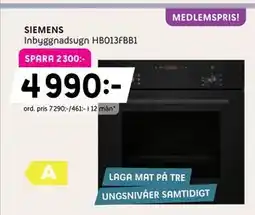 Elon SIEMENS Inbyggnadsugn HB013FBB1, Medlemspris erbjuda