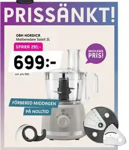 Elon OBH NORDICA Matberedare Soleil 2L, Medlemspris erbjuda