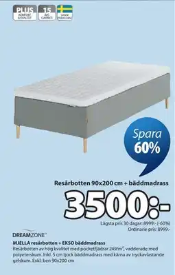 JYSK MJELLA resårbotten + EKSO bäddmadrass erbjuda