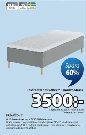 MJELLA resårbotten + EKSO bäddmadrass