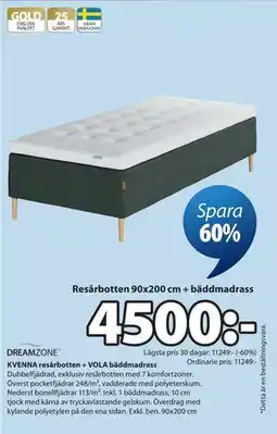 JYSK KVENNA resårbotten + VOLA bäddmadrass erbjuda