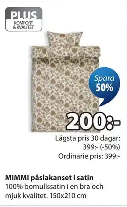 JYSK MIMMI påslakanset i satin erbjuda