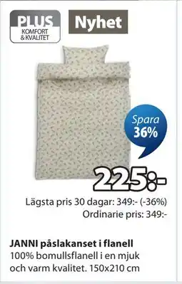 JYSK JANNI påslakanset i flanell erbjuda