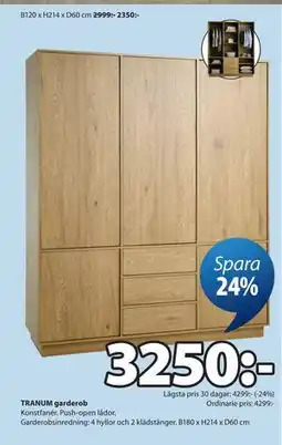 JYSK TRANUM garderob erbjuda