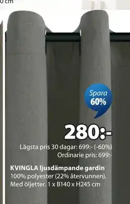 JYSK KVINGLA ljusdämpande gardin erbjuda