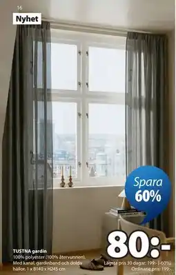 JYSK TUSTNA gardin erbjuda
