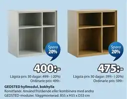 JYSK GEDSTED hyllmodul, bokhylla erbjuda