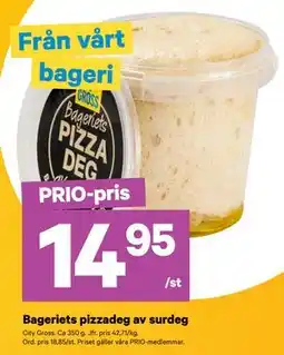 City Gross Bageriets pizzadeg av surdeg, Pris i appen erbjuda