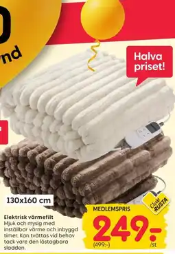 Rusta Club Rusta elektrisk värmefilt erbjuda