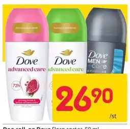 Rusta Dove roll on Dove Flora sorter erbjuda