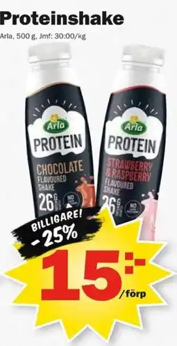 Pekås Arla proteinshake erbjuda