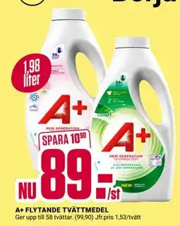 ÖoB A+ FLYTANDE TVÄTTMEDEL erbjuda