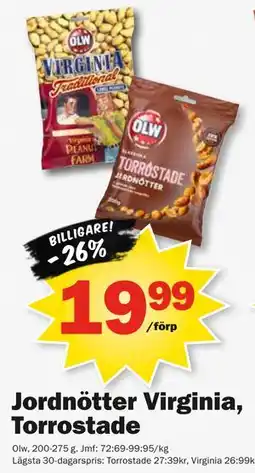 Pekås Jordnötter Virginia, Torrostade erbjuda