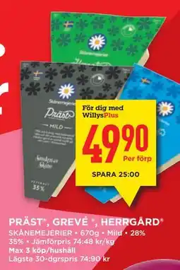 Willys PRÄST , GREVÉ , HERRGÅRD , Medlemspris erbjuda