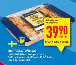 Willys BUFFALO WINGS, Medlemspris erbjuda