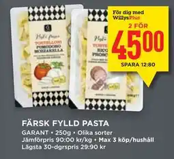 Willys Hemma FÄRSK FYLLD PASTA, Medlemspris erbjuda
