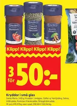 ICA Kvantum Kryddor i små glas erbjuda