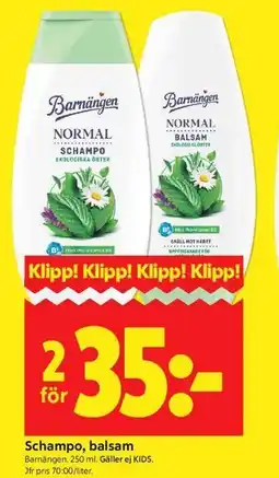 ICA Kvantum Schampo, balsam erbjuda