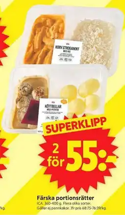 ICA Supermarket Färska portionsrätter erbjuda