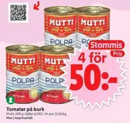ICA Supermarket Tomater på burk, Medlemspris erbjuda