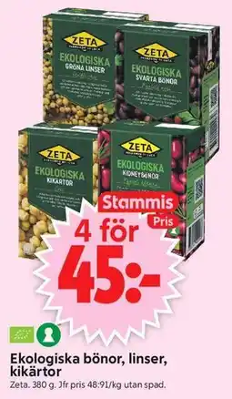 ICA Supermarket Ekologiska bönor, linser, kikärtor, Medlemspris erbjuda