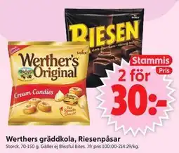 ICA Supermarket Werthers gräddkola, Riesenpåsar, Medlemspris erbjuda