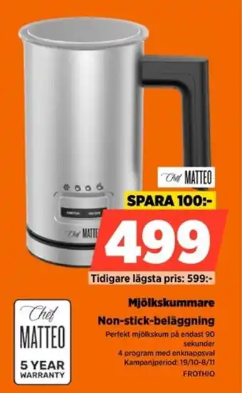 Power Chef Matteo mjölkskummare erbjuda