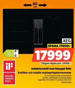 Power Aeg induktionshäll med inbyggd fläkt erbjuda