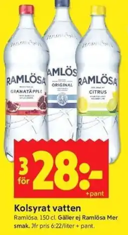 ICA Kvantum Ramlösa kolsyrat vatten erbjuda