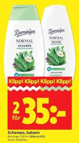 ICA Kvantum Barnängen schampo balsam erbjuda