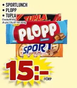 Matdax Cloetta plopp sportlunch tupla erbjuda