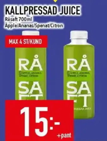 Råsaft Apple/Ananas/Spenat/Citron