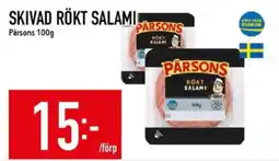 Matdax Pärsons skivad rökt salami erbjuda