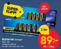 DollarStore Energy+ batterier erbjuda