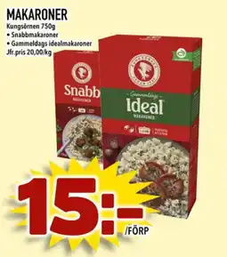 Din Mat Kungsörnen makaroner erbjuda