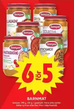 ICA Maxi Semper barnmat erbjuda