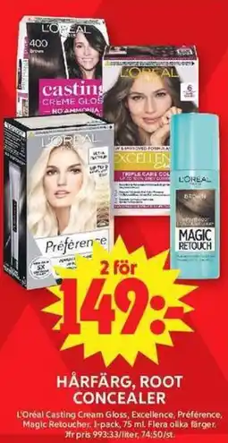 ICA Maxi L'Oréal hårfärg, root concealer erbjuda