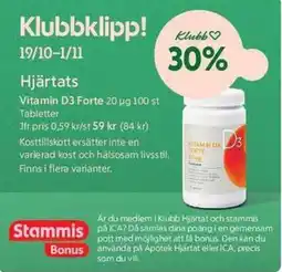 ICA Maxi Hjärtats Vitamin D3 Forte erbjuda